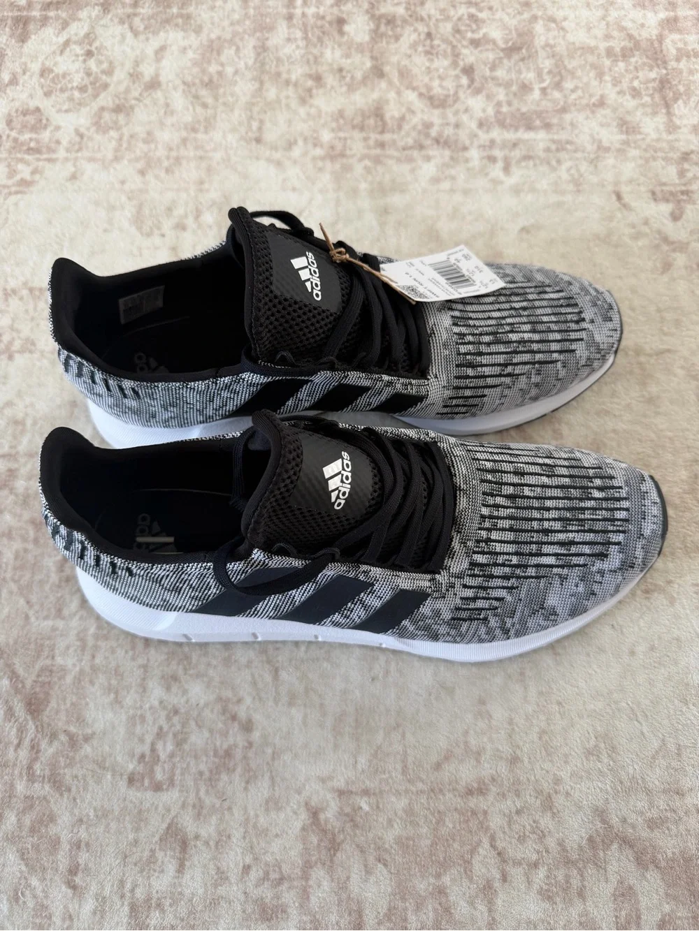 adidas Swift Run Knit Sneakers in Black and Gray